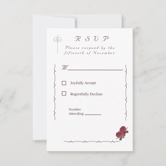 Fine Rose katholisch RSVP Karte (Vorderseite)