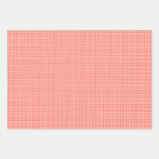 Fine Weave Woven Stripe Gingham Muster Blush Pink Geschenkpapier Set (Vorderseite 3)