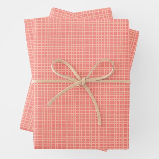 Fine Weave Woven Stripe Gingham Muster Blush Pink Geschenkpapier Set (Beispiel)