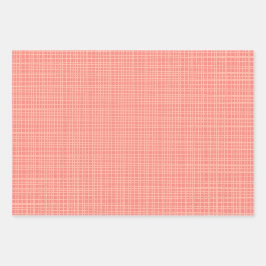 Fine Weave Woven Stripe Gingham Muster Blush Pink Geschenkpapier Set (Vorderseite)