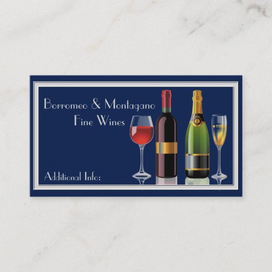 Fine Wine Blue Business Card Visitenkarte (Vorderseite)