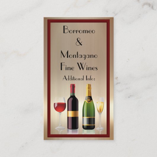 Fine Wine Gold Business Card 2 Visitenkarte (Vorderseite)