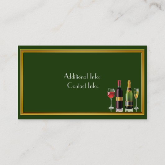 Fine Wine Green Business Card 2 Visitenkarte (Rückseite)