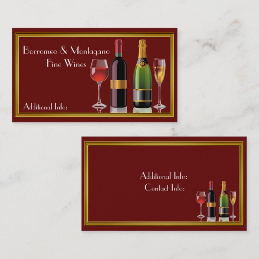 Fine Wine Red Business Card Visitenkarte (Vorne/Hinten)