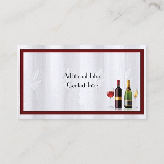 Fine Wine White Business Card 2 Visitenkarte (Rückseite)