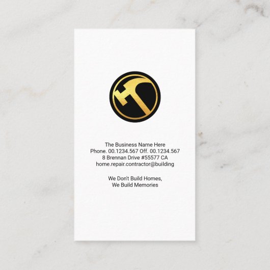 Fine Wood Grain Creative Hammer Icon Handyman Visitenkarte (Rückseite)