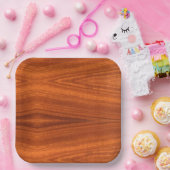 Fine Wood Grain Teak Mahogany Veneer Pappteller (Party)