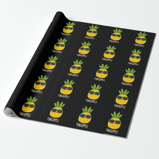 Fineaple Funny Pineaple Pun Dark BG Geschenkpapier (Ungerollt)