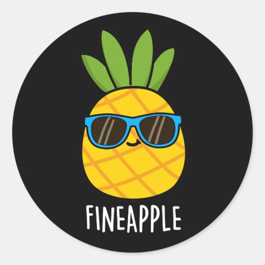 Fineaple Funny Pineaple Pun Dark BG Runder Aufkleber (Vorderseite)