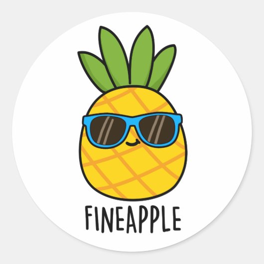 Fineaple Funny Pineaple Pun Runder Aufkleber (Vorderseite)