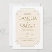 Finest Beige Cream Gold MONOCHROME Hochzeit Einladung (Vorderseite)