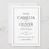 Finest Classic Schwarz-weiß MONOCHROME Wedding Inv Einladung (Vorderseite)