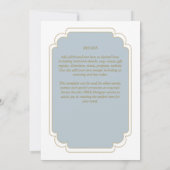 Finest Dusty Blue Gold MONOCHROME Wedding Einladung (Rückseite)