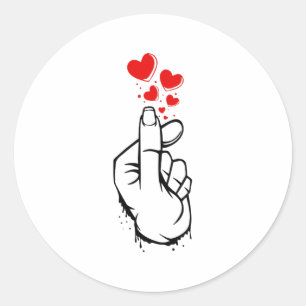Finger Heart Runder Aufkleber