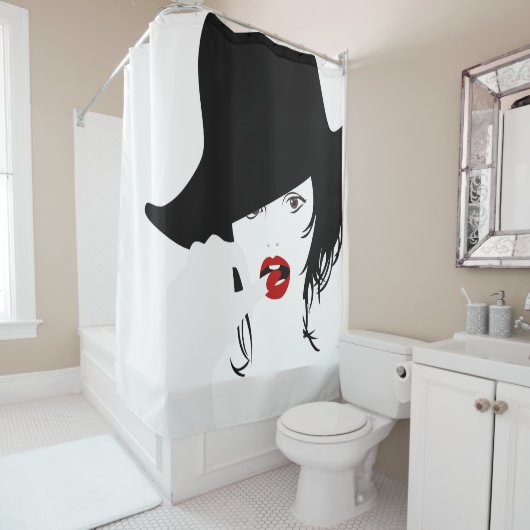 Finger in den Mund Duschvorhang (Beispiel)