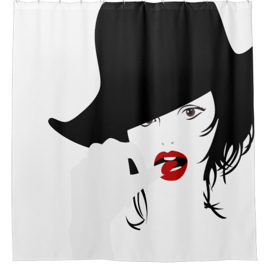 Finger in den Mund Duschvorhang (Vorderseite)