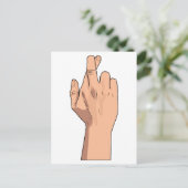 Finger kreuzten ~ Handzeichen u. -gesten Postkarte (Stehend Vorderseite)