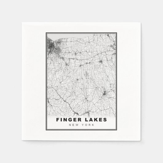 Finger Lakes Karte Serviette (Vorderseite)