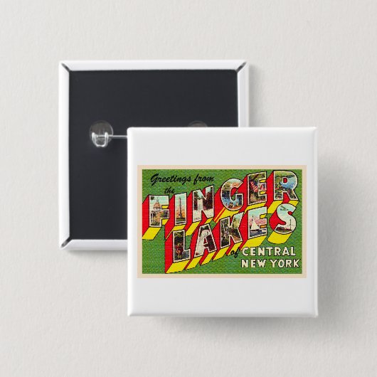 Finger Lakes New York NY Large Letter Postcard Button (Vorne & Hinten)