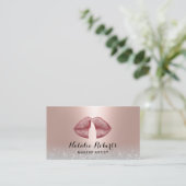 Finger on Lips Blush Rose Gold Makeup Artist Visitenkarte (Stehend Vorderseite)