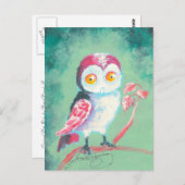 Finger Painted Owl Art Postkarte (Vorne/Hinten)