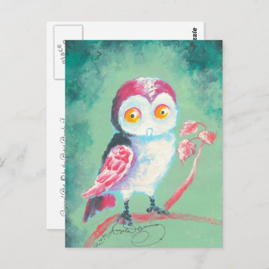 Finger Painted Owl Art Postkarte (Vorne/Hinten)