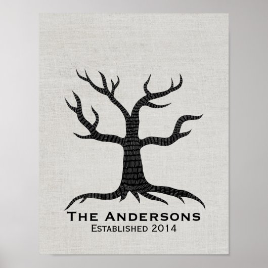 Finger Print Tree Family Wiedersehen Classy Linen Poster (Vorne)