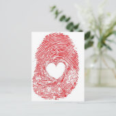 Fingerabdruck am Herzen Postkarte (Stehend Vorderseite)