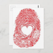 Fingerabdruck am Herzen Postkarte (Vorne/Hinten)