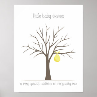 Fingerabdruck-Baby-Tree - Gelb Poster