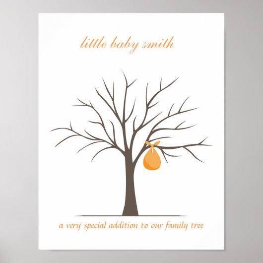 Fingerabdruck-Babybaum - Orange Poster (Vorne)