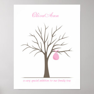 Fingerabdruck-Babybaum - Rosa Poster