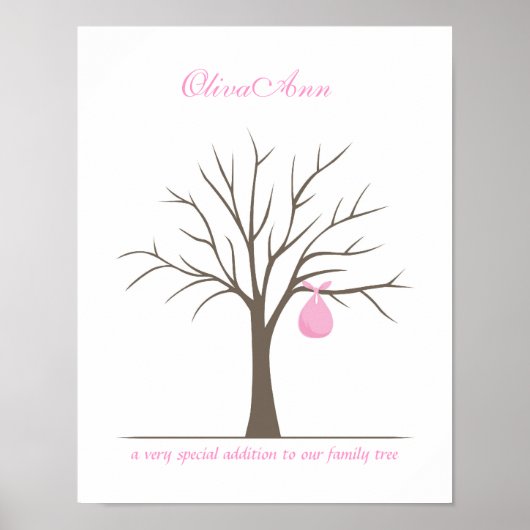 Fingerabdruck-Babybaum - Rosa Poster (Vorne)