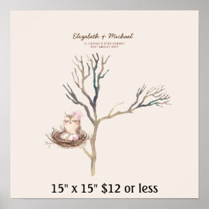 Fingerabdruck Baum Babyparty Aquarell Eulennest Poster