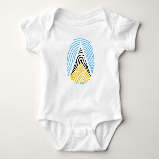 Fingerabdruck der Flagge von Saint Lucia Baby Strampler (Vorderseite)