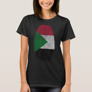 Fingerabdruck der sudanesischen Flagge in meiner D T-Shirt