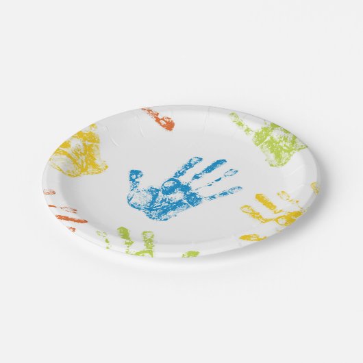 Fingerabdruck des Kindes Pappteller (Schrägansicht)