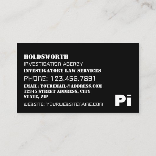 Fingerabdruck-Design, Privatdetektiv Visitenkarte (Rückseite)