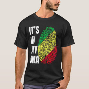 Fingerabdruck DNA Biometrie Flag Republik Kongo T-Shirt