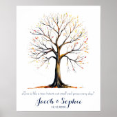 Fingerabdruck Hochzeitsgast-Gästebuch mehrfarbig Poster (Vorne)