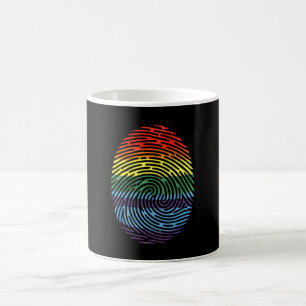 Fingerabdruck LGBTQ Stolz Schwul Lesbisch Regenbog Kaffeetasse