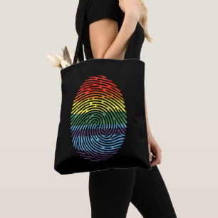 Fingerabdruck LGBTQ Stolz Schwul Lesbisch Regenbog Tasche