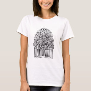 Fingerabdruck mit Barcodeentwurf T-Shirt