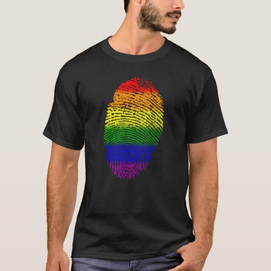 Fingerabdruck-Regenbogen-Farben T-Shirt (Vorderseite)