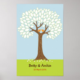 Fingerabdruck / Signature Tree w/ Lovebirds Hochze Poster