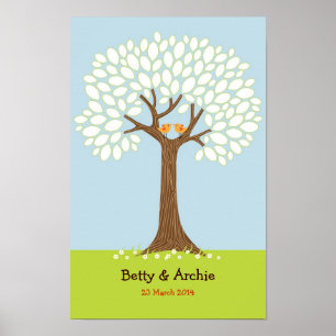 Fingerabdruck / Signature Tree w/ Lovebirds Hochze Poster