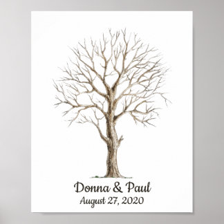 Fingerabdruck-Tree für Hochzeitplakat Poster