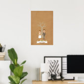 Fingerabdruck-Tree mit Cartoon Couple Portrait Poster (Heimbüro)