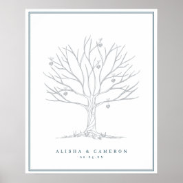 Fingerabdruck-Tree und Monogram-Gästebuch Poster
