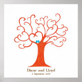 Fingerabdruck Tree Wedding (Heartastic Square) Poster (Vorne)